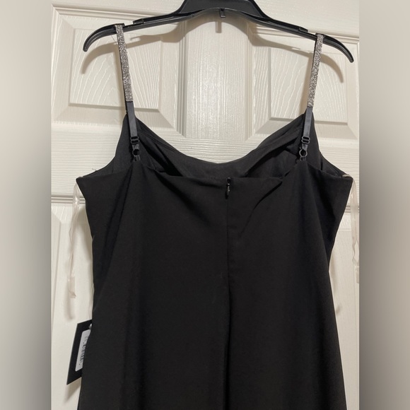 Marina Black Sheath Dress with rhinestone Straps - Picture 9 of 12